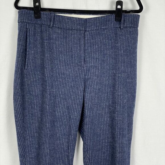 J. Crew Blue Pinstripe Wool Cotton Blend Slim Ankle Dress Pants - Women’s 10 - Picture 3 of 8